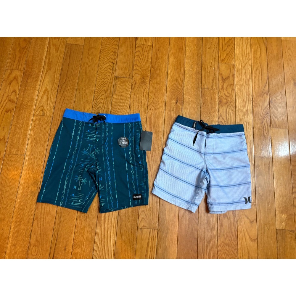 Hurley Boys Board Shorts Bundle 2pk Midnight  Tropical Stripe Size 8 & 10 NWT